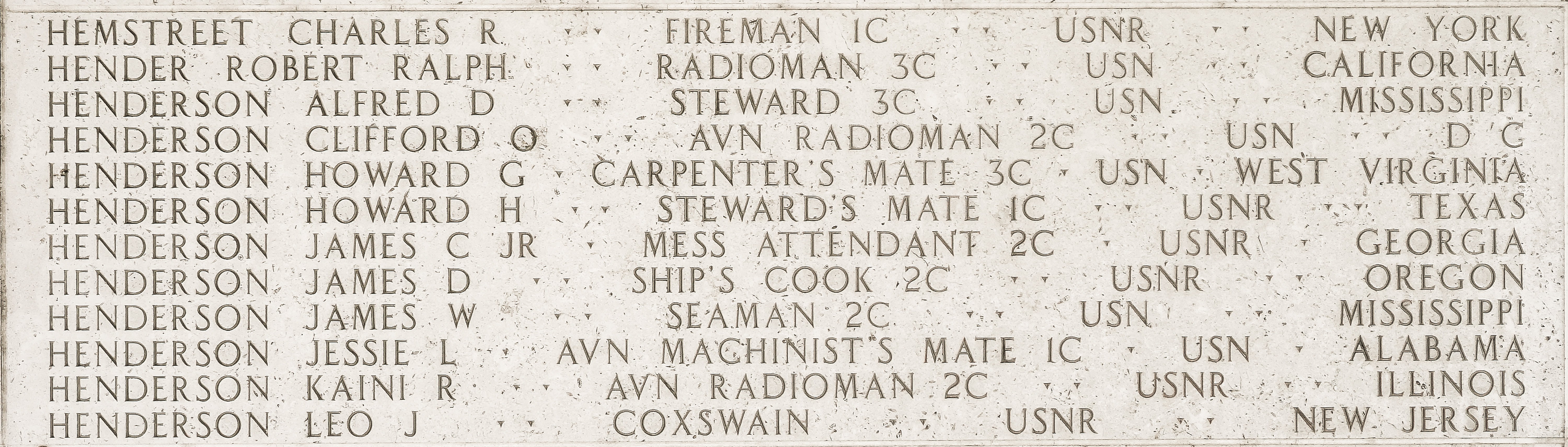 Howard G. Henderson, Carpenter's Mate Third Class